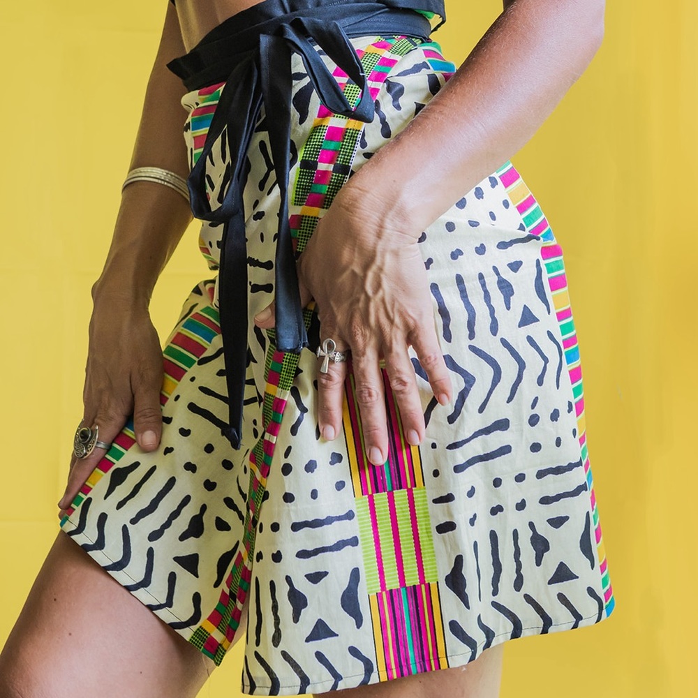 Ladies small Ankara wax print kente wrap skirt